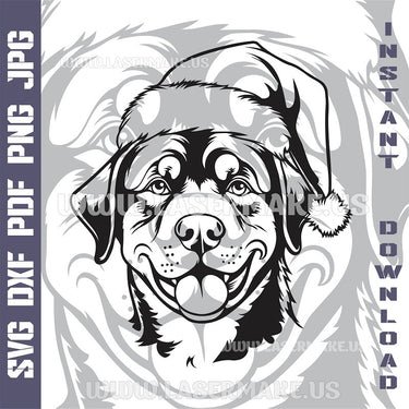 Rottweiler Santa Dog Laser and Cricut SVG Vector Files